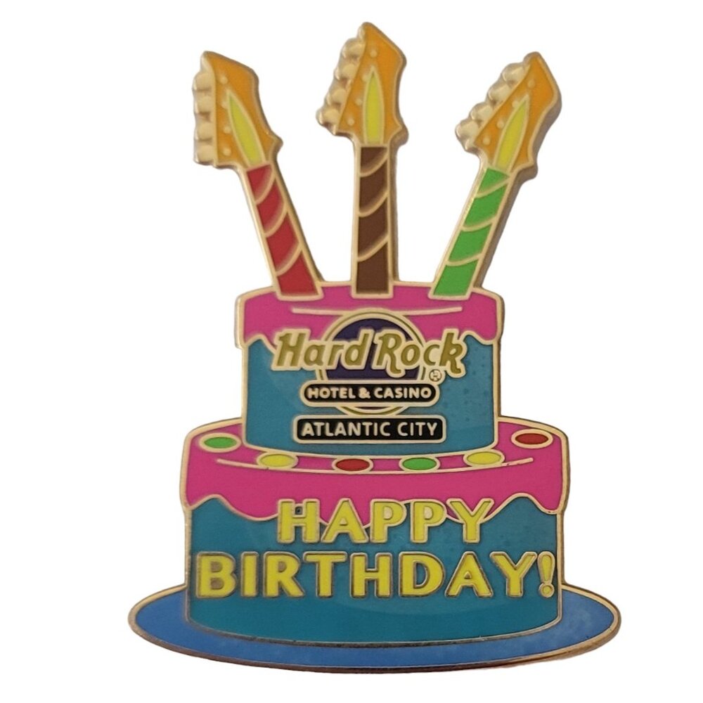 Hard Rock Cafe Hotel Casino Atlantic City Happy Birthday Cake Pin E704